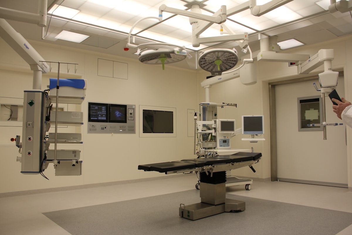 Hospital equipment room with monitoring and imaging devices